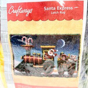Craftways Santa Express Latch Hook Rug Kit 40"x27" Christmas Train Design - New